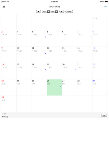 Lunar calendar diary - náhled