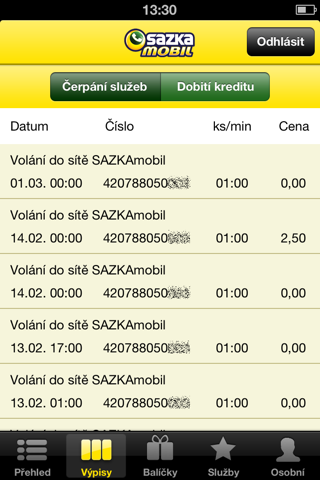 Mobilní operátor SAZKAmobil screenshot 3