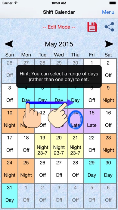 Shift Calendar / Schedule Screenshot on iOS
