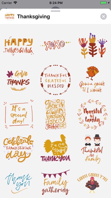 Thanksgiving Stickers Set