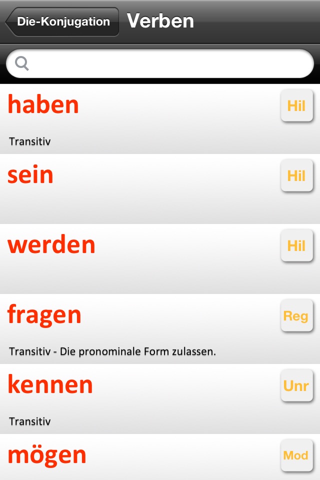 Deutsche Verben Tabellen screenshot 2