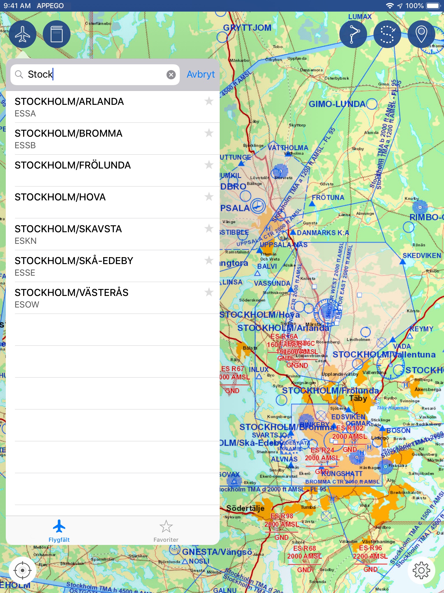 Svenska Flygfält & TMA-kartan screenshot 2