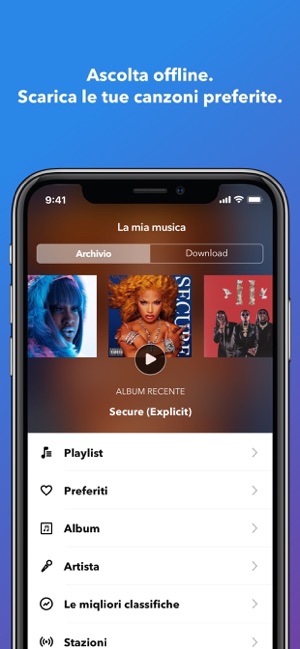 MUSICA E ASCOLTA OFFLINE IPHONE SCARICA