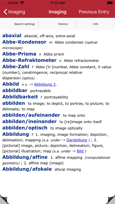 Dictionary of Imaging DE-EN screenshot 2