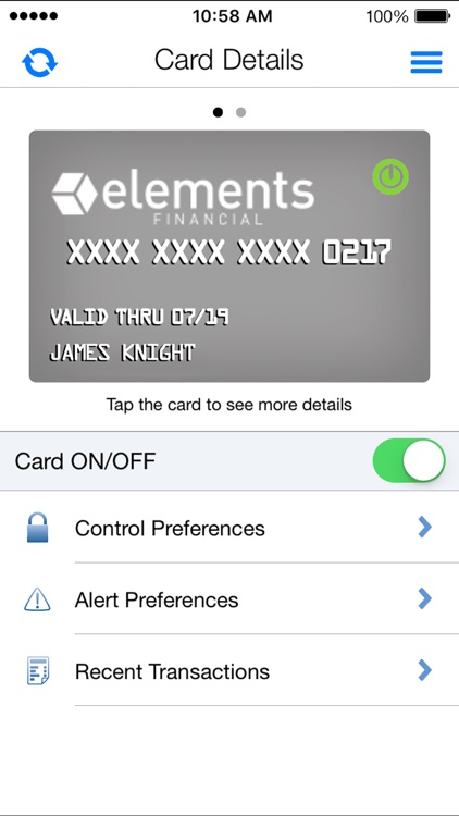 Card Control by Elements
