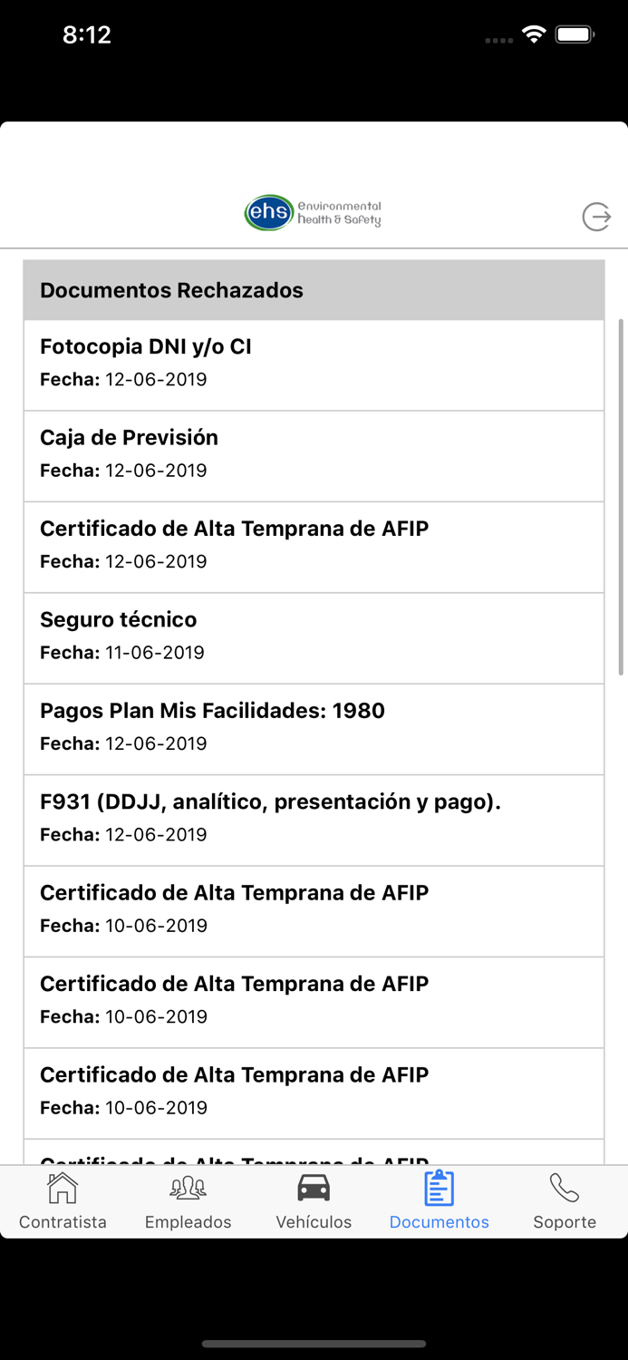 EHS Control de Contratistas