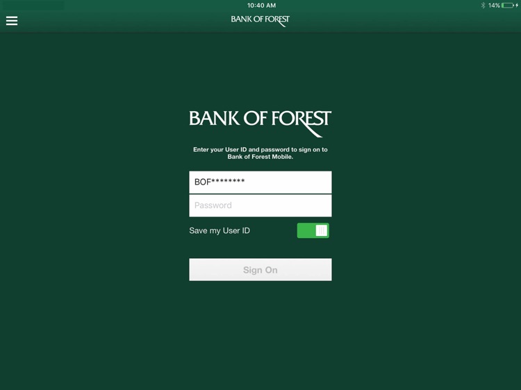 Bank of Forest Mobile for iPad