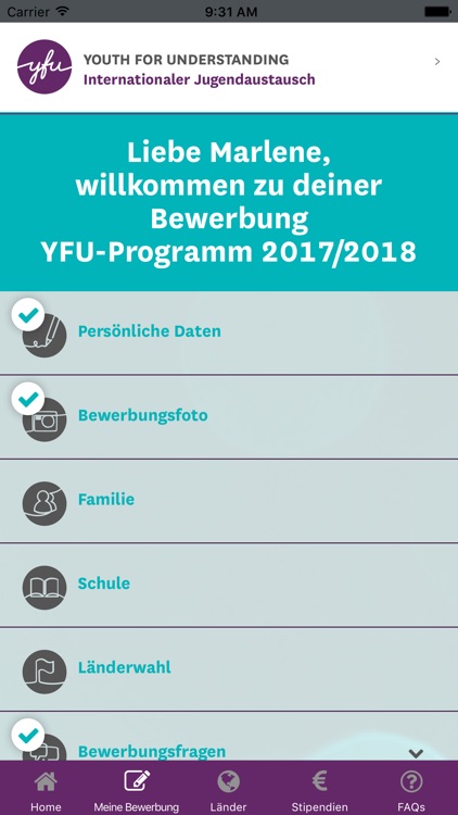 YFU Bewerbung