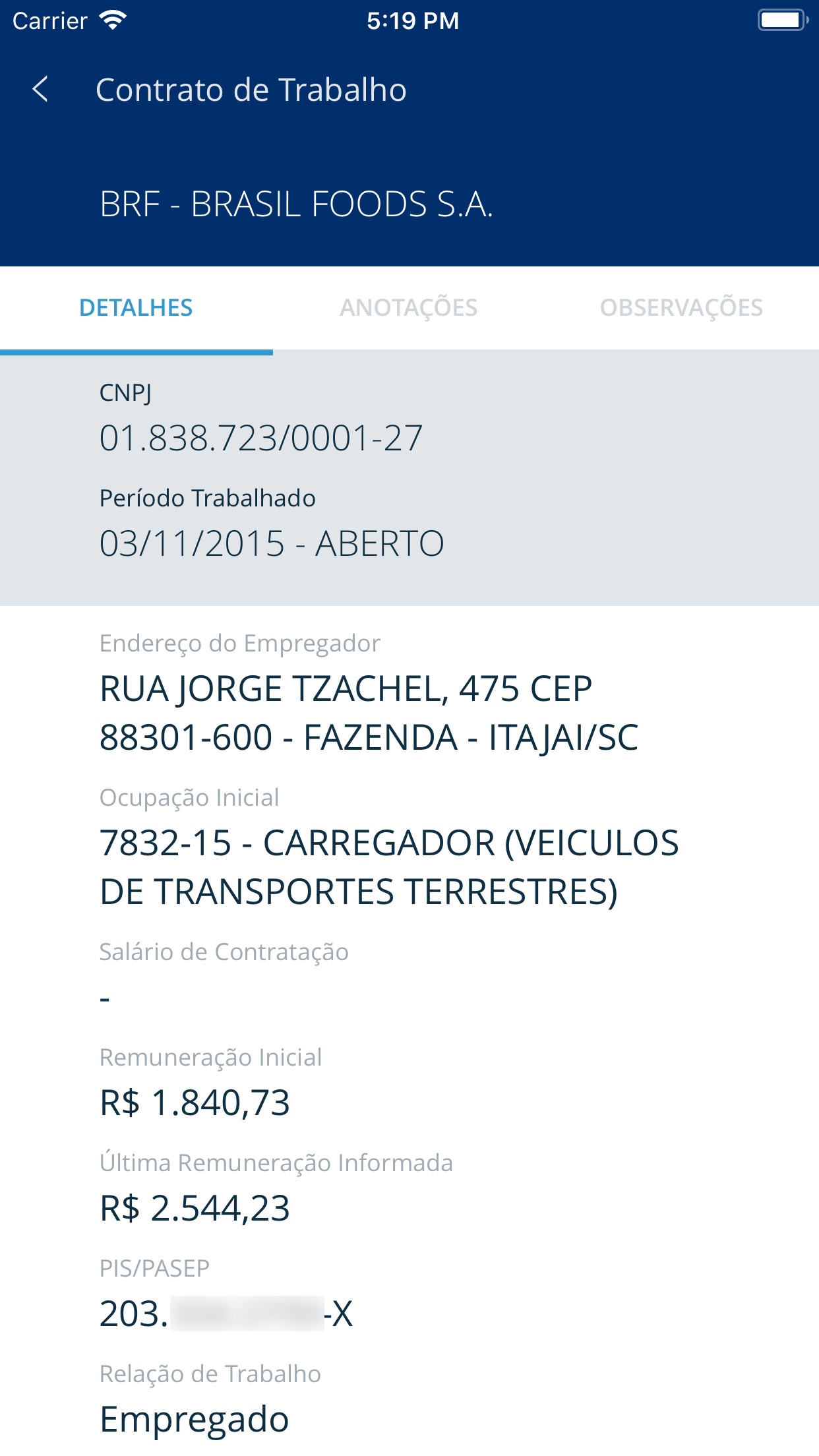 Screenshot do app CTPS Digital