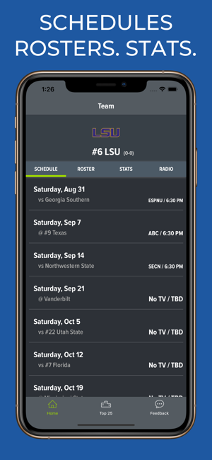 LSU Football Schedules