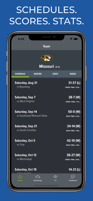 Missouri Football Schedules