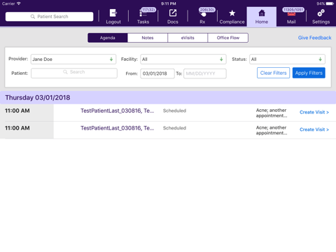 modmed Practice Sandbox - náhled