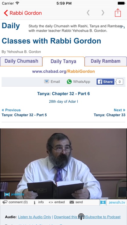 Daily Classes — Rabbi Gordon