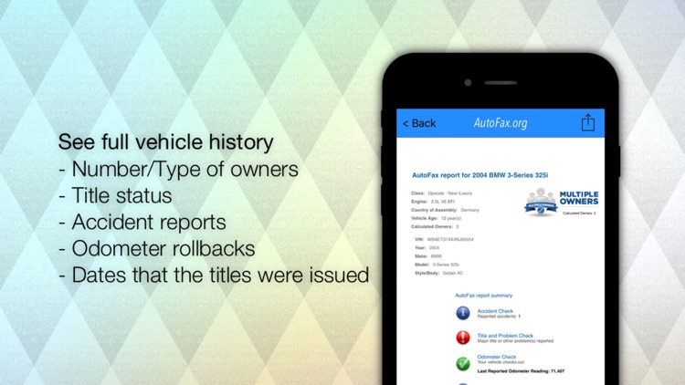 AutoFax vehicle history report