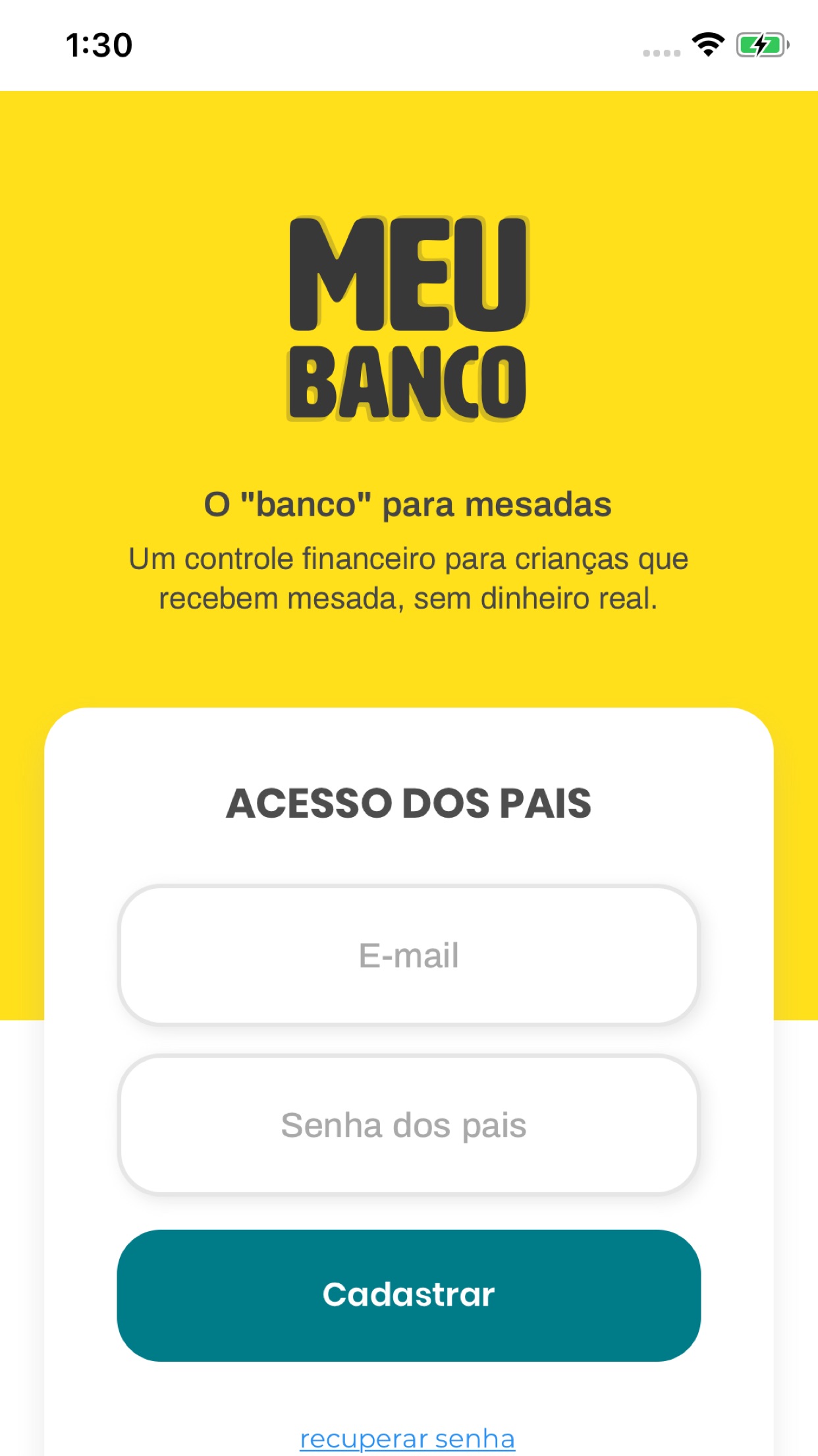 Screenshot do app O Meu Banco controle de mesada