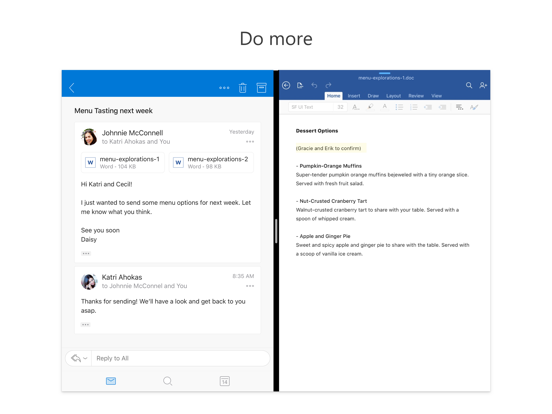 iPad Image of Microsoft Outlook