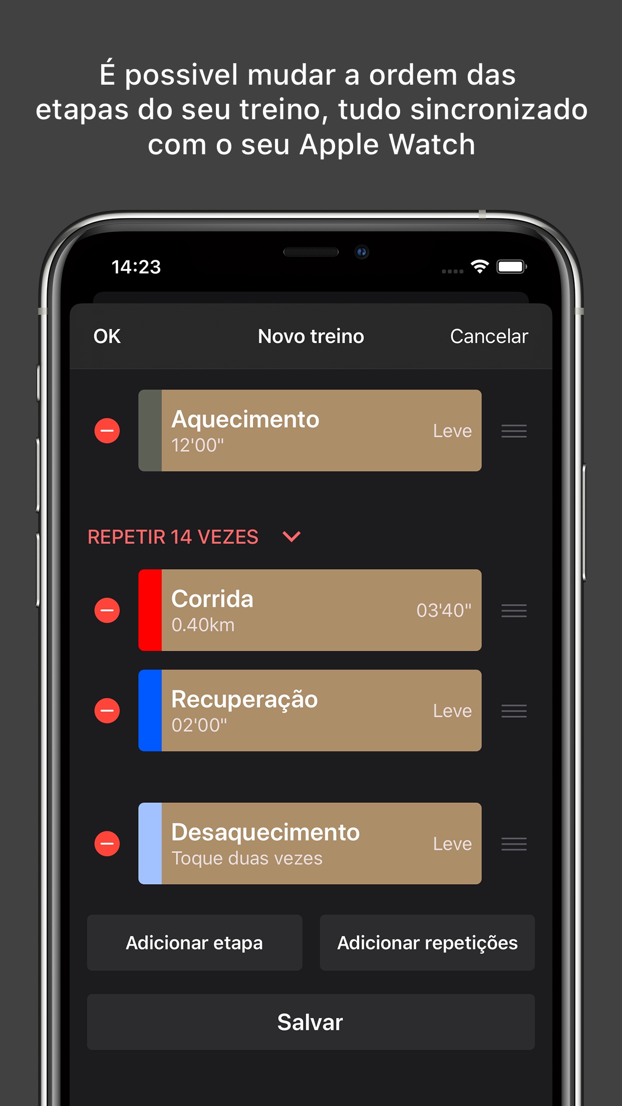 Screenshot do app RunIn - Treino Intervalado