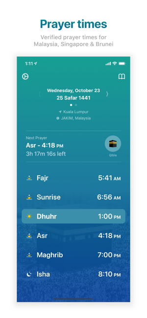 Huda: Prayer Times, Qibla, Doa