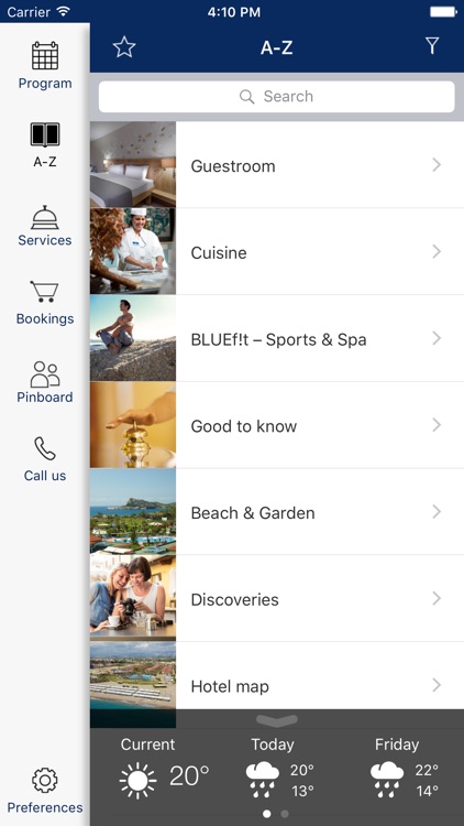 BLUE App - holiday planner