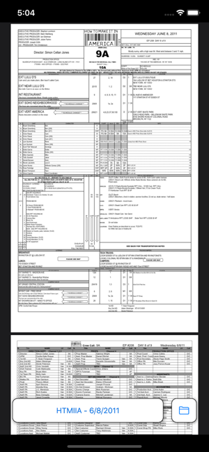 Open Callsheet