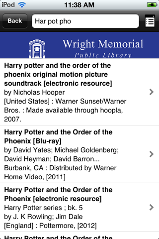 Wright Memorial Public Library screenshot 2