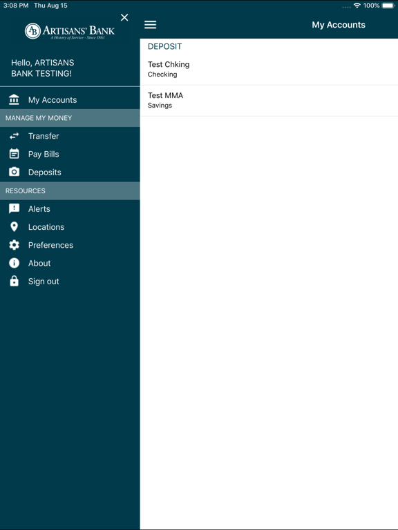 Screenshot #5 pour Artisans' Mobile Banking
