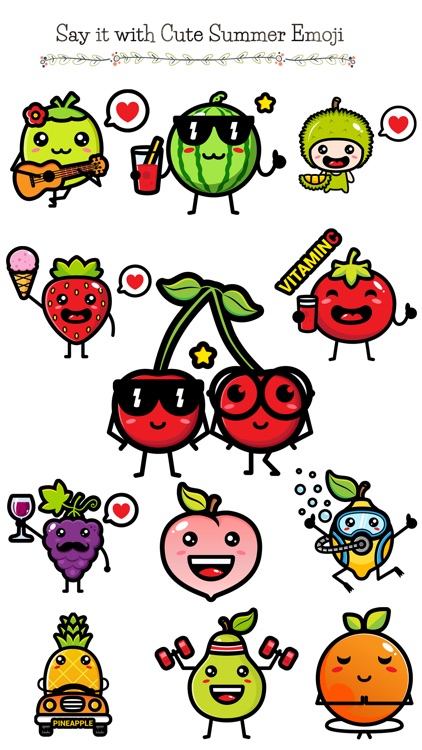 174 Cute Emoji - Summer Fruits by Sunhee Choi