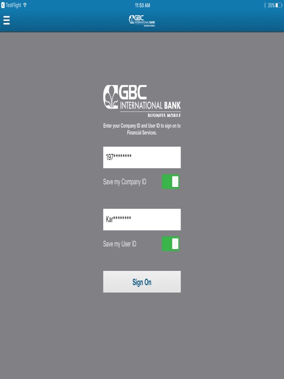 GBC Int’l Bank Business iPad