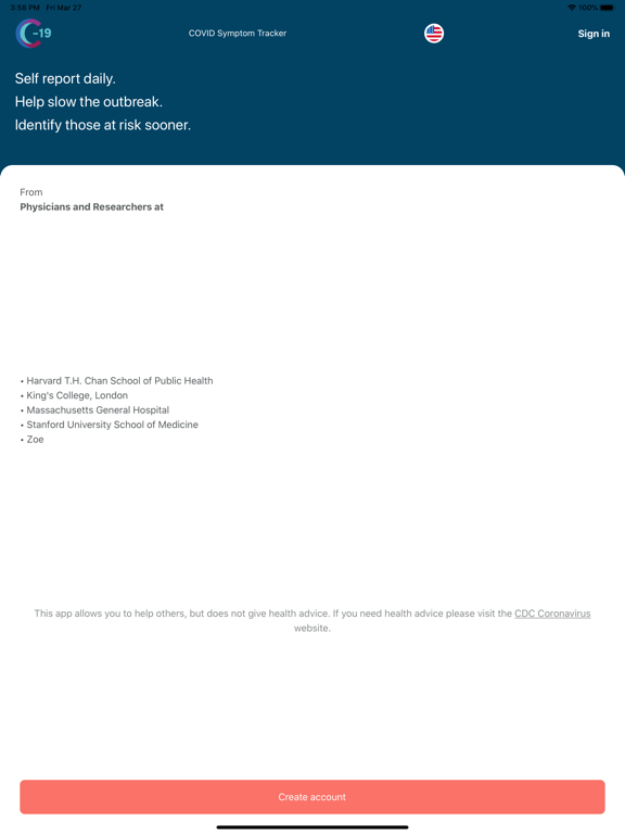 iPad Image of COVID Symptom Study