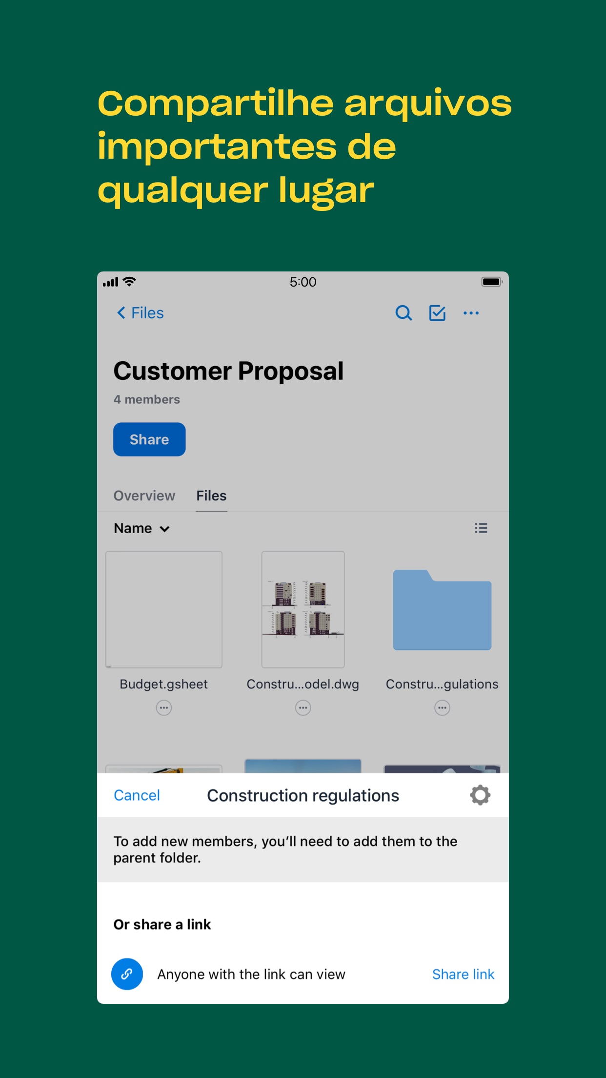 Screenshot do app Dropbox