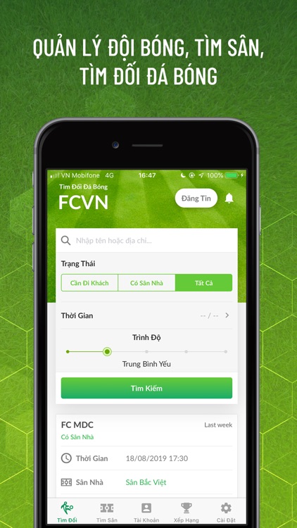 FCVN - Bắt đối bóng đá