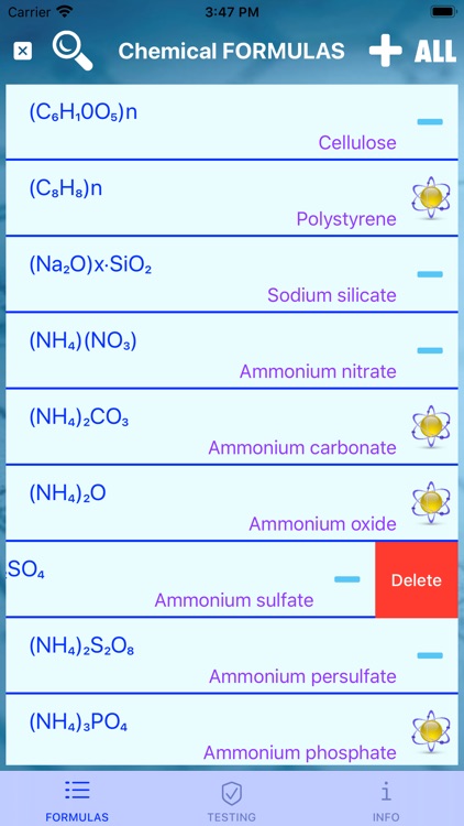 Name the chemical formulas