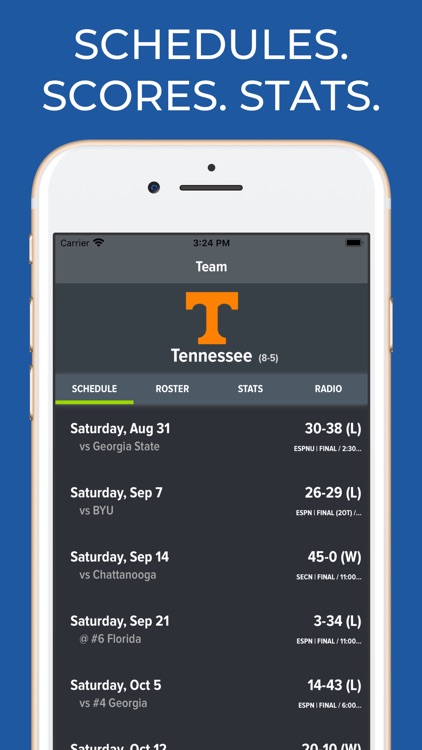 Tennessee Football Schedules