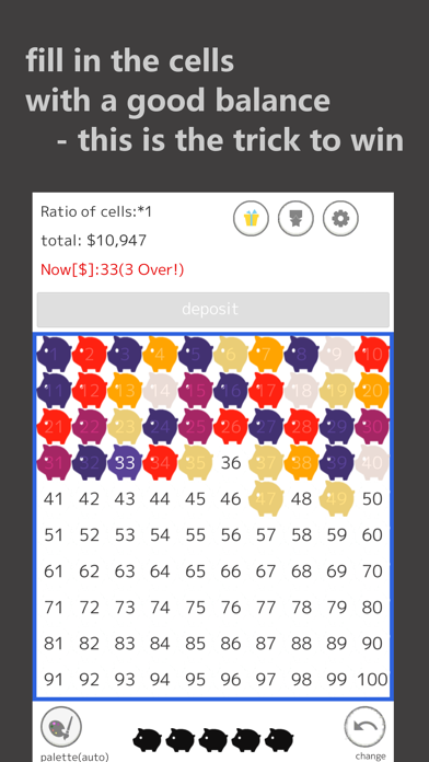 １００マス貯金　ーパズル感覚で楽しめる、貯金のお助けツール screenshot 2