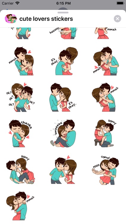 Cute Love Couple chat Stickers