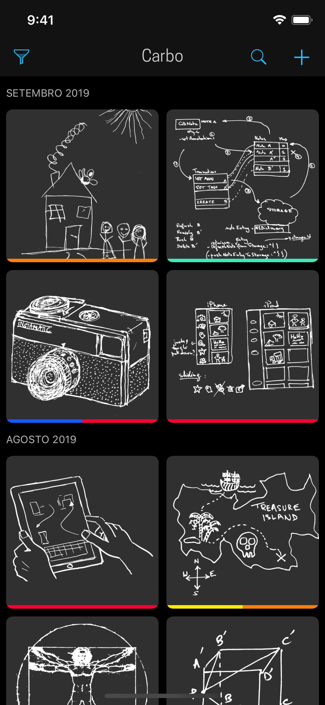 Screenshot do app Carbo › Notes & Sketches