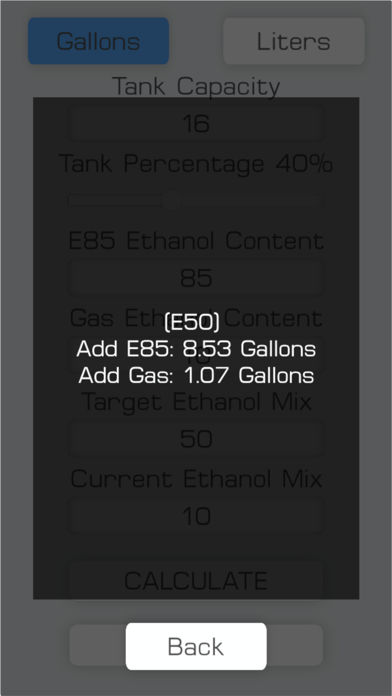 E85 Mix Ethanol Calculator screenshot 2