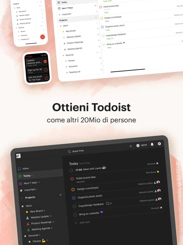 ‎Todoist: To-do list e attività Screenshot