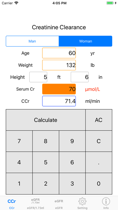 CreatinineClearanceCalculator screenshot 4