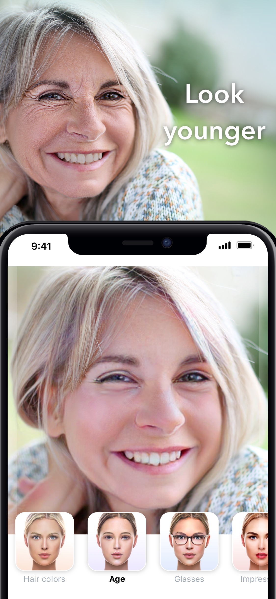 Screenshot do app FaceApp - Editor Facial com IA