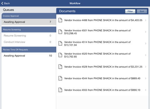 OnBase Mobile for iPad - náhled