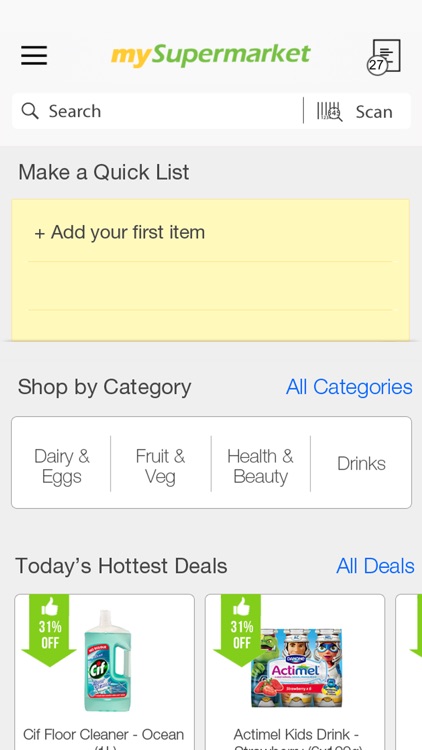 mySupermarket – Shopping List