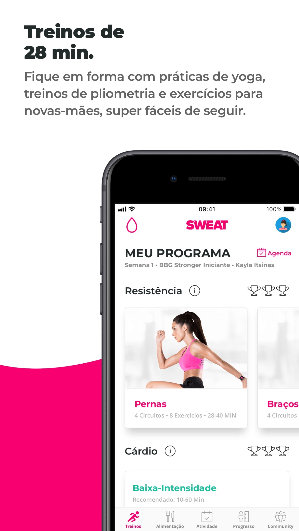 Screenshot do app SWEAT: Fitness Kayla Itsines