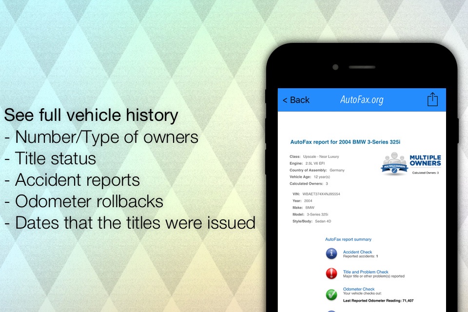 AutoFax vehicle history report screenshot 2