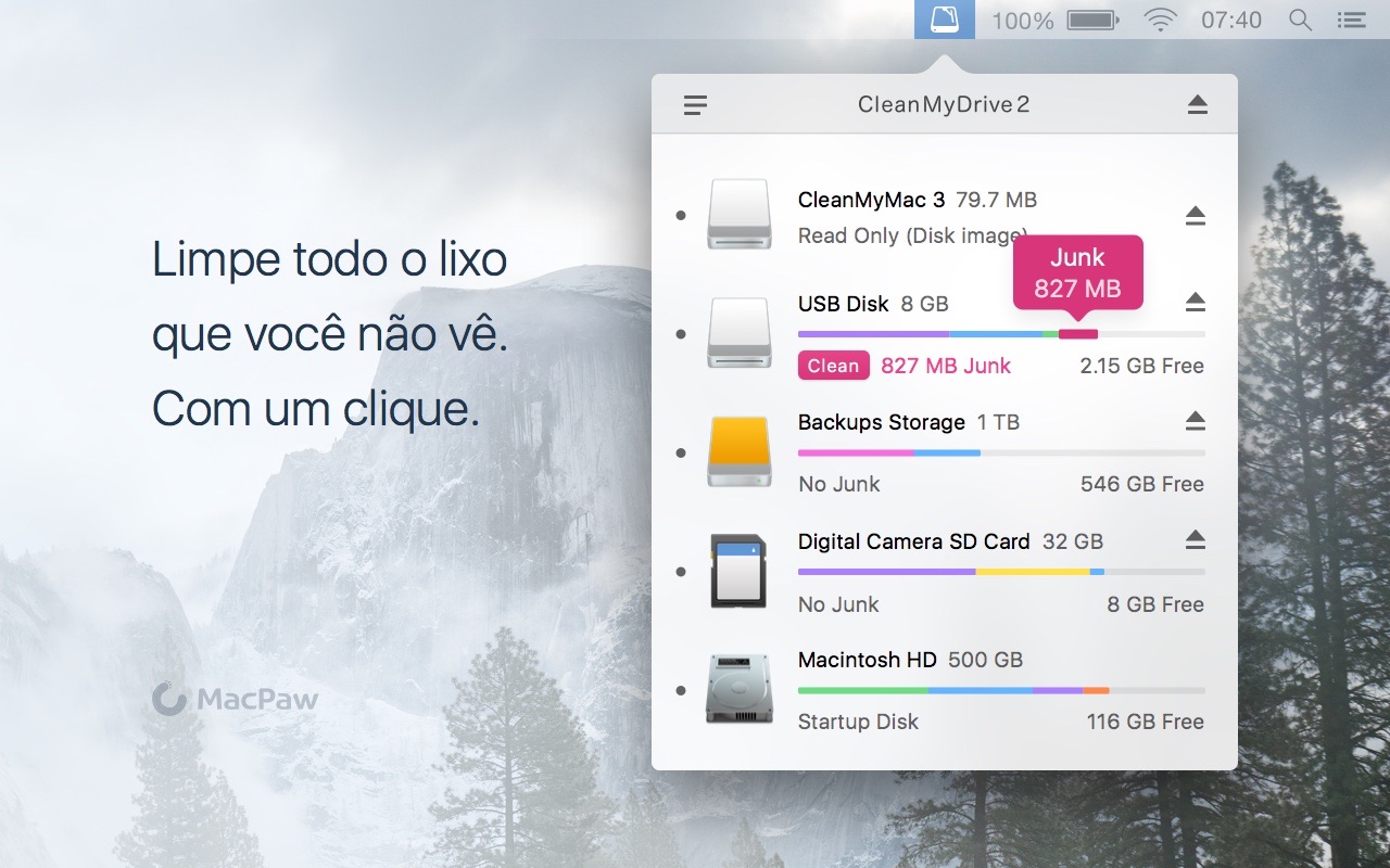 Screenshot do app CleanMyDrive 2