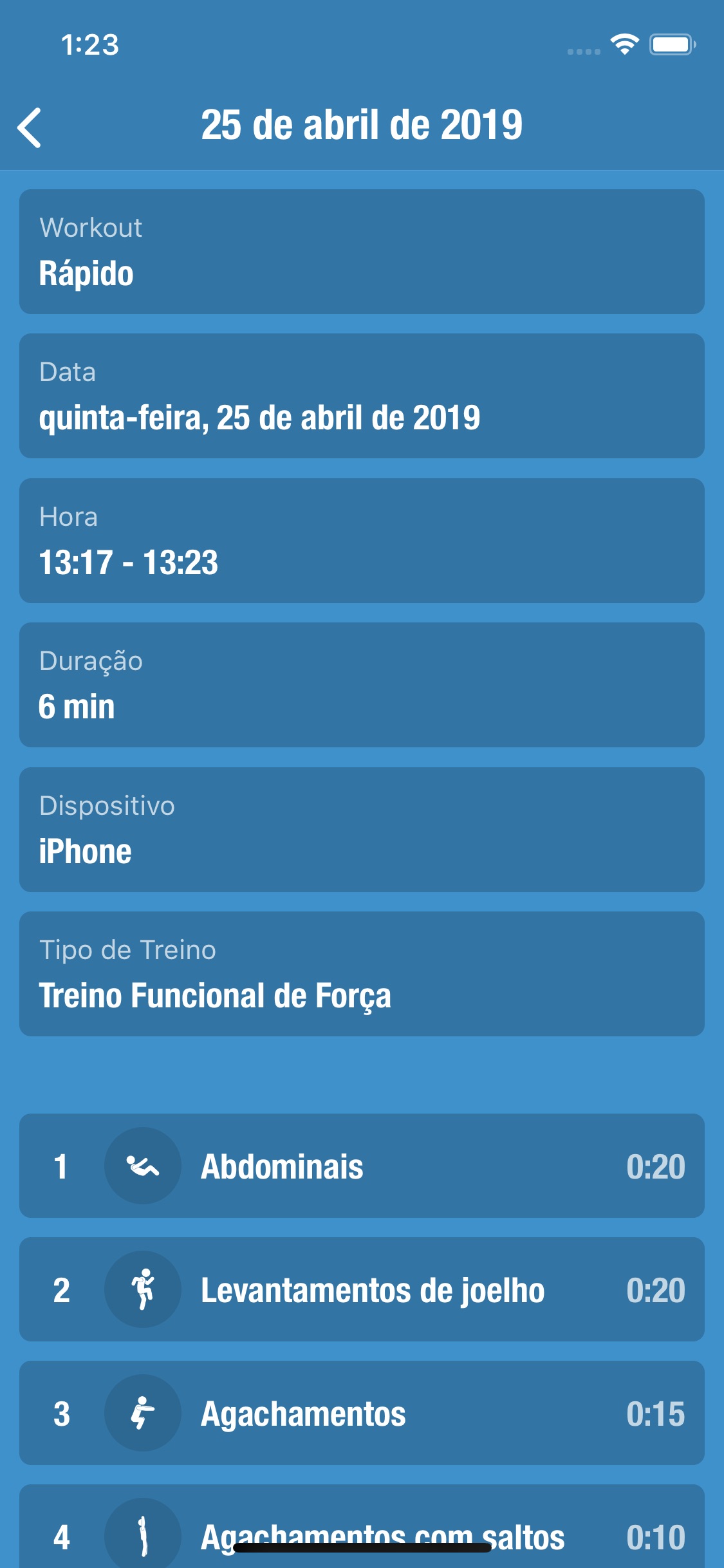 Screenshot do app Streaks Workout