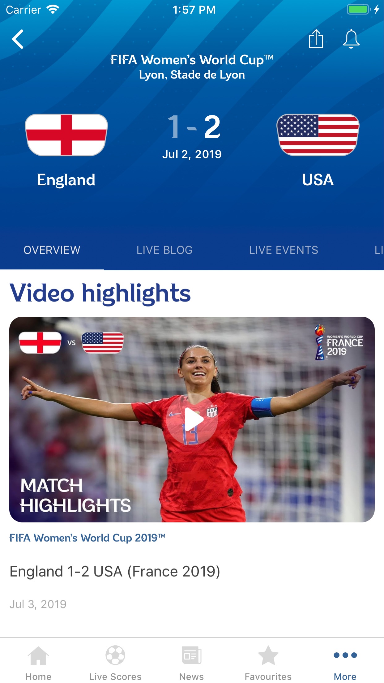 Screenshot do app FIFA - Soccer News & Scores