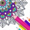 The mandala drawing coloring book is the free addicting color fill drawing game for adults