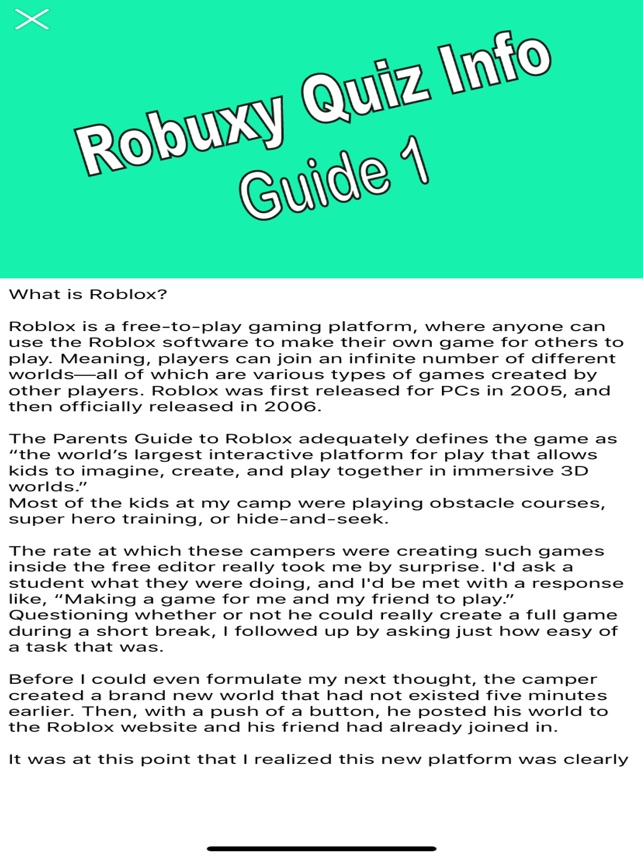 Robux For Roblox Quiz Info En App Store - robux hack 2005