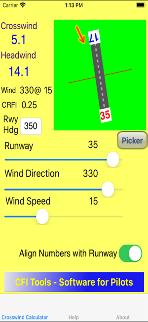 CFI Tools Crosswind Calc F